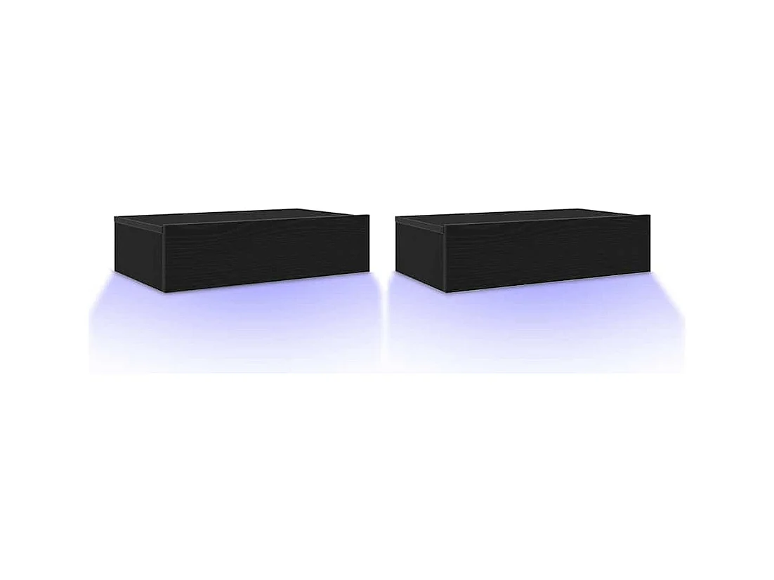 Meubles TV avec éclairage LED 2 pièces Chêne noir 60 x 35 x 15,5 cm