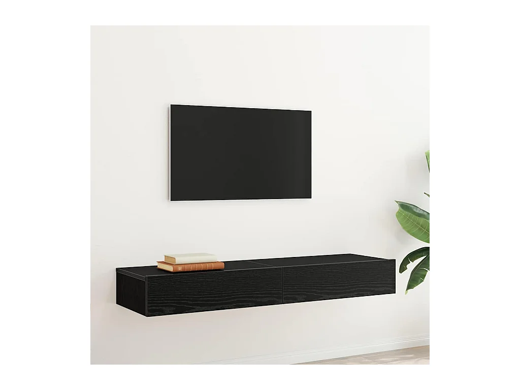 Meubles TV avec éclairage LED 2 pièces Chêne noir 60 x 35 x 15,5 cm