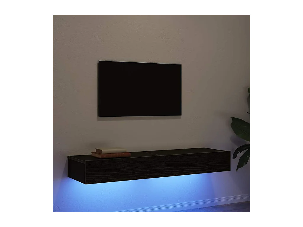 Mobile TV con illuminazione a LED 2 pezzi Rovere nero 60 x 35 x 15,5 cm