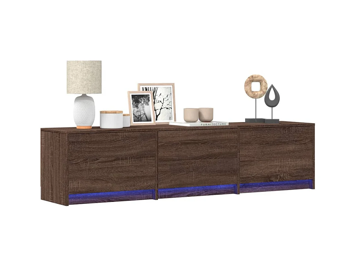 Meuble TV avec LED chêne marron 165x34x40 cm bois d'ingénierie