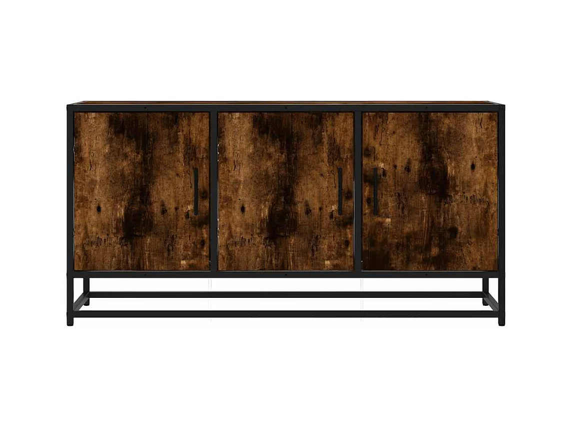 Meuble TV chêne fumé 100x35x50 cm bois d'ingénierie et métal