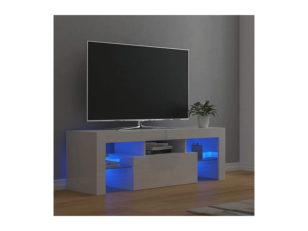 TV-meubel met LED-verlichting glanzend wit 120x35x40 cm