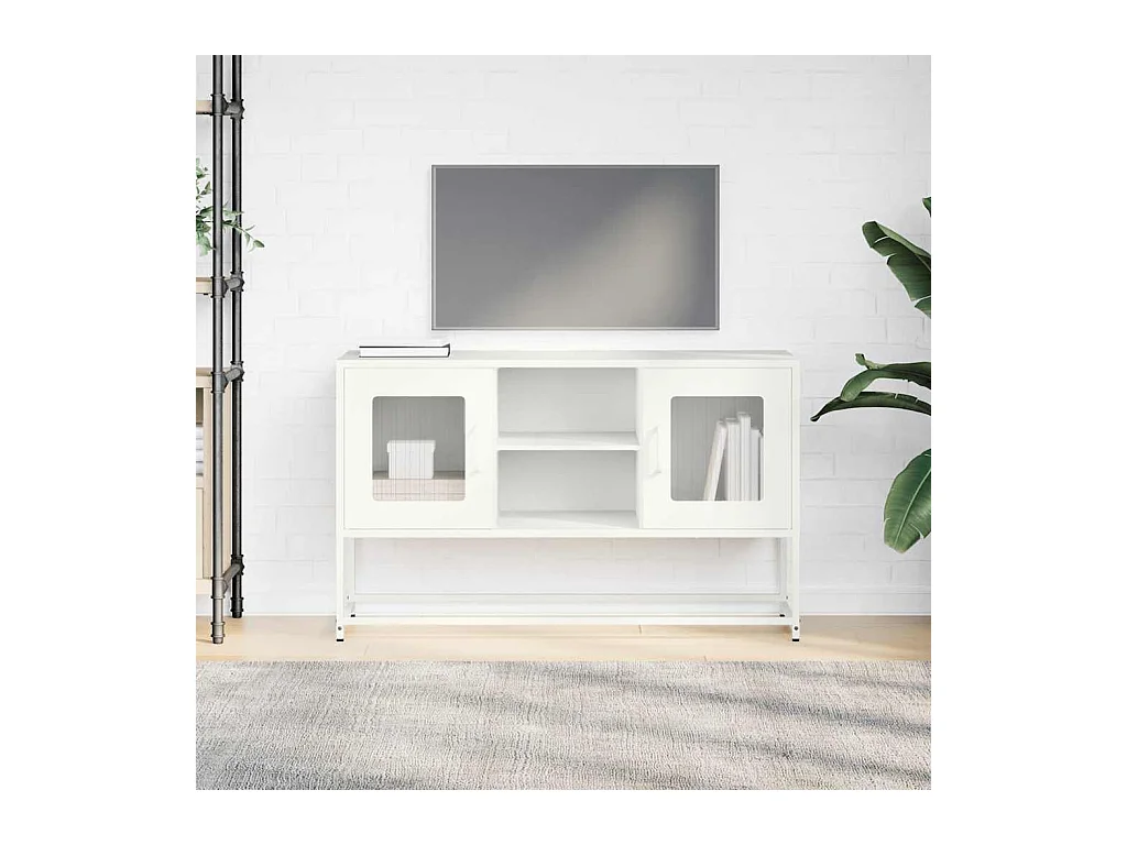 Meuble TV blanc 100,5x39x60,5 cm acier