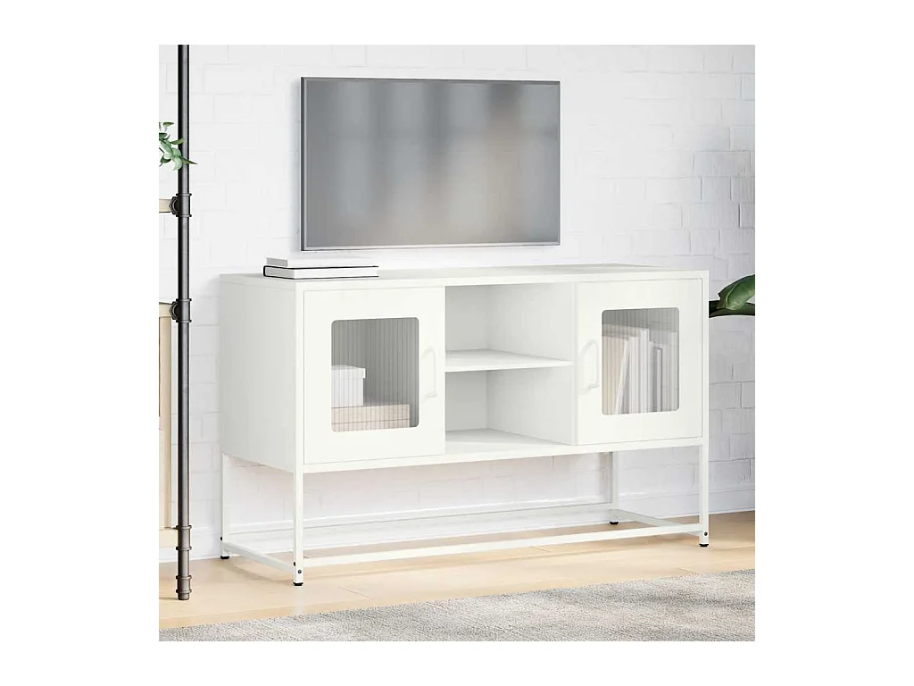 Meuble TV blanc 100,5x39x60,5 cm acier