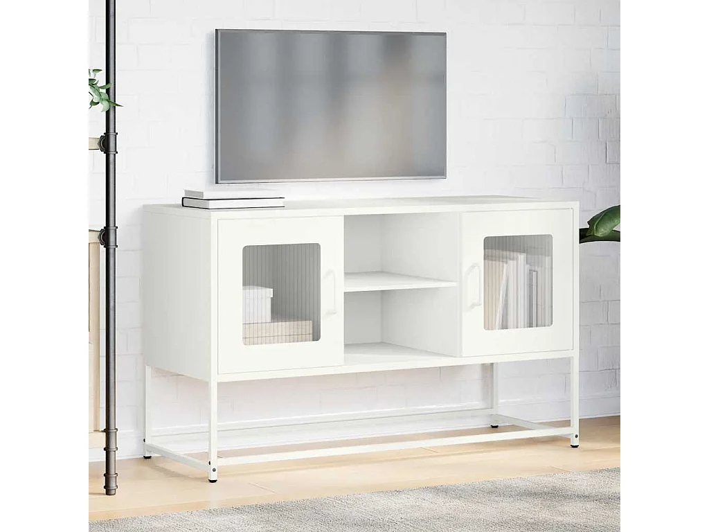 Meuble TV blanc 100,5x39x60,5 cm acier