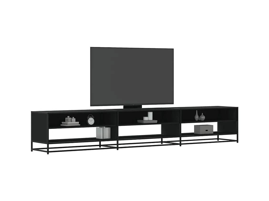 Meuble TV noir 270x40x46 cm bois d'ingénierie