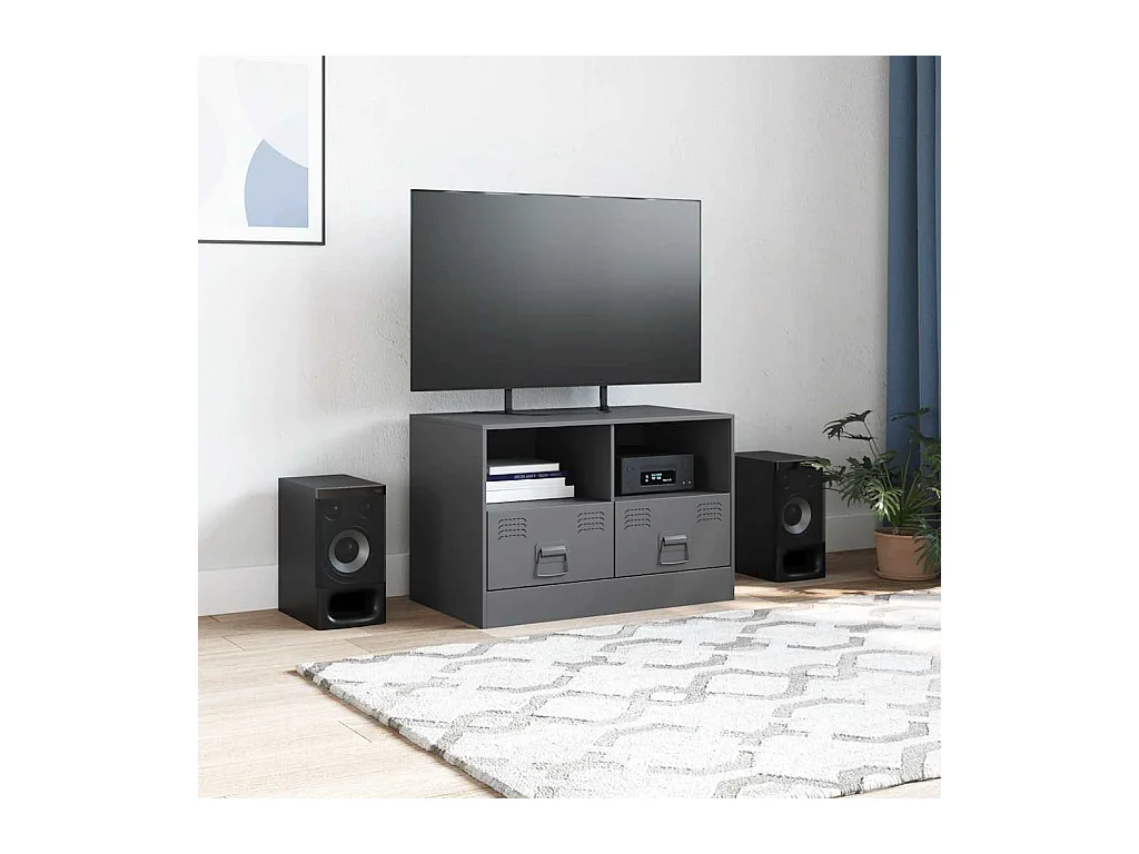 Meuble TV anthracite 67x39x44 cm acier