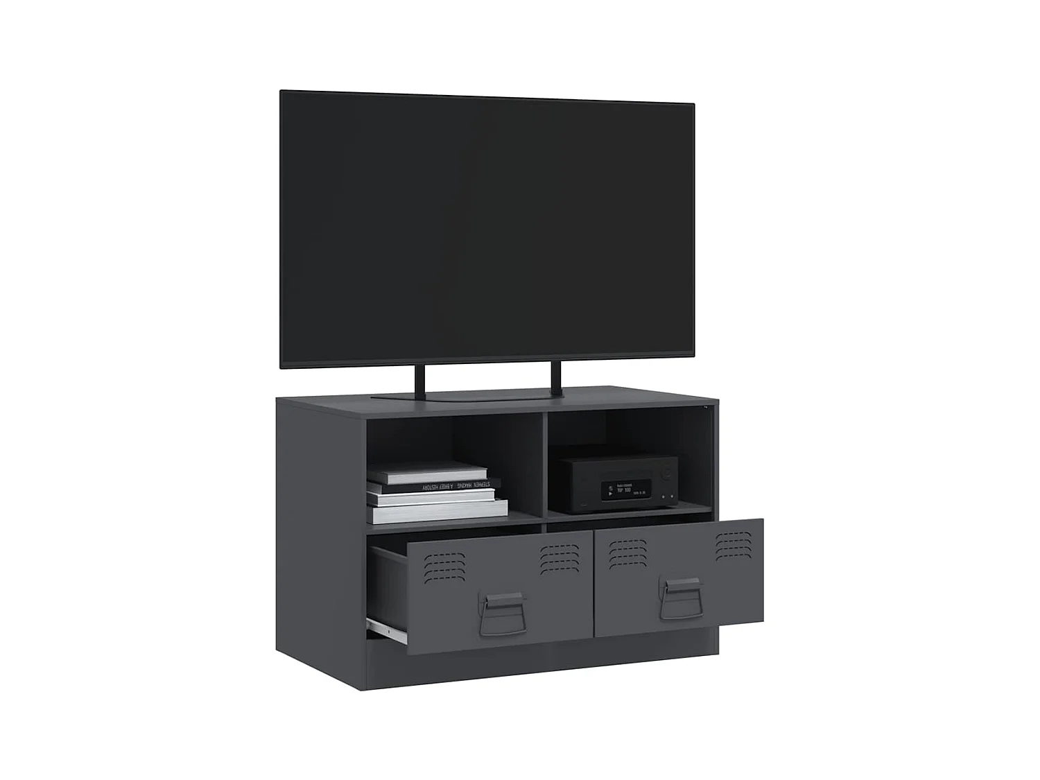 Meuble TV anthracite 67x39x44 cm acier