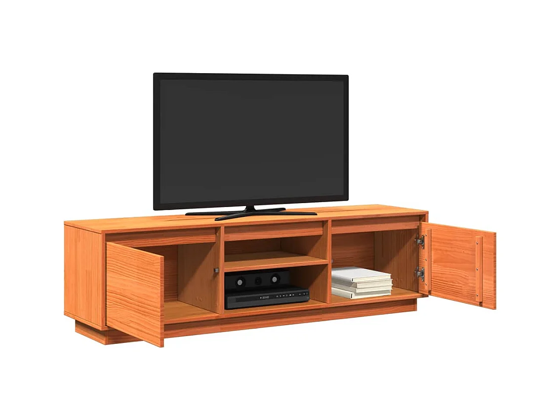 Meuble TV cire marron 140x35x40 cm bois pin massif