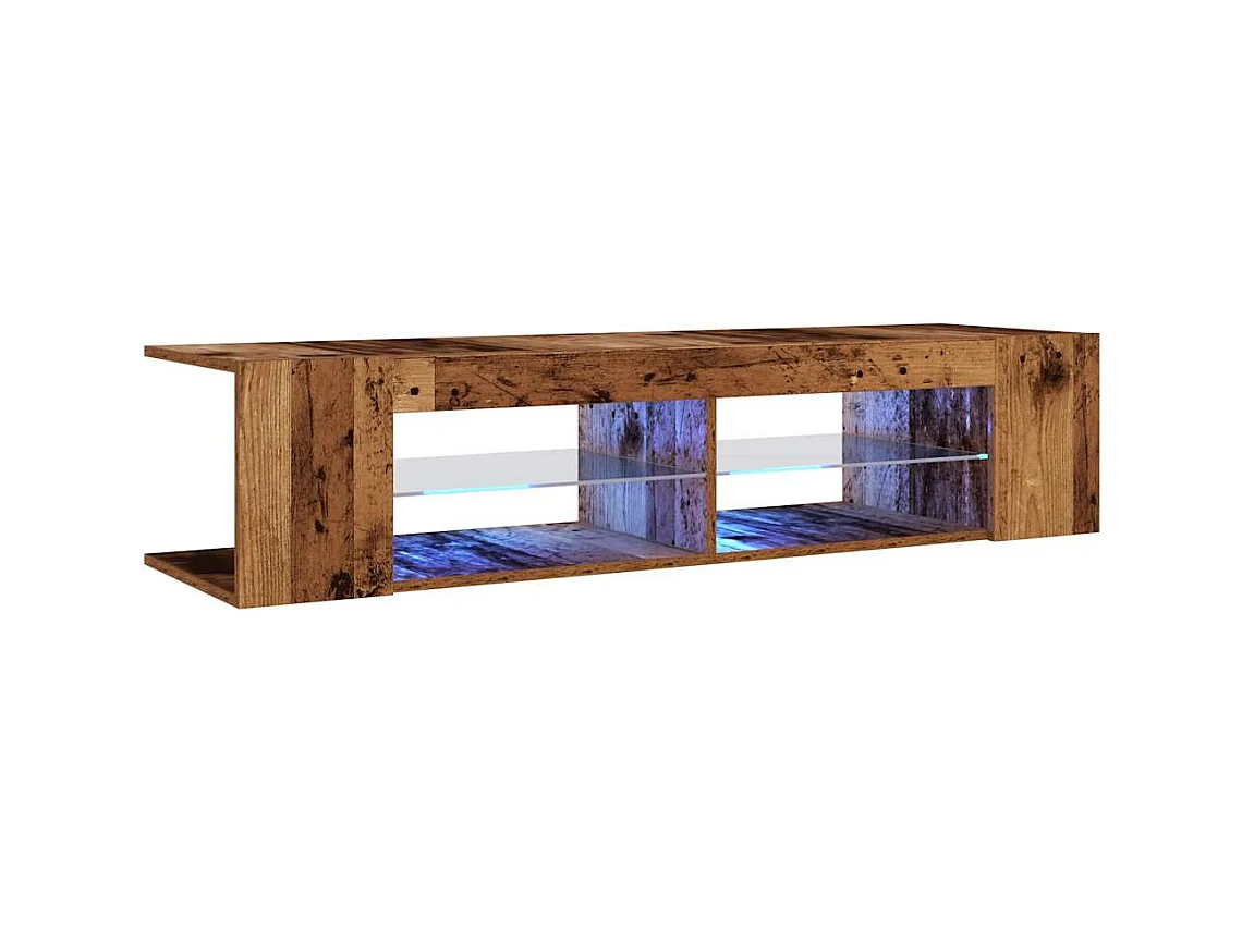 Meuble TV avec lumières LED vieux bois bois d'ingénierie