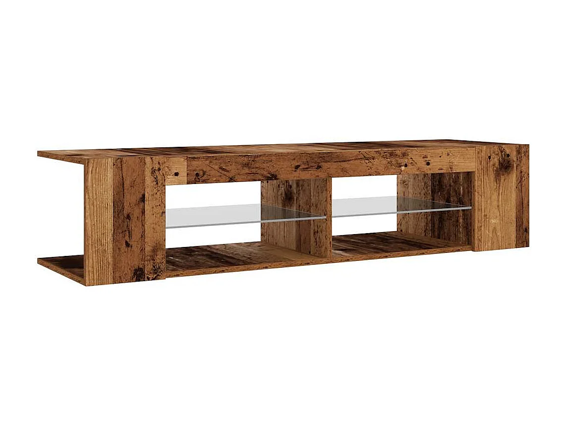 Meuble TV avec lumières LED vieux bois bois d'ingénierie
