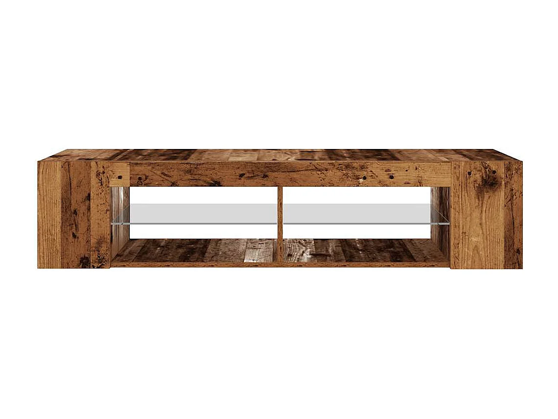 Meuble TV avec lumières LED vieux bois bois d'ingénierie