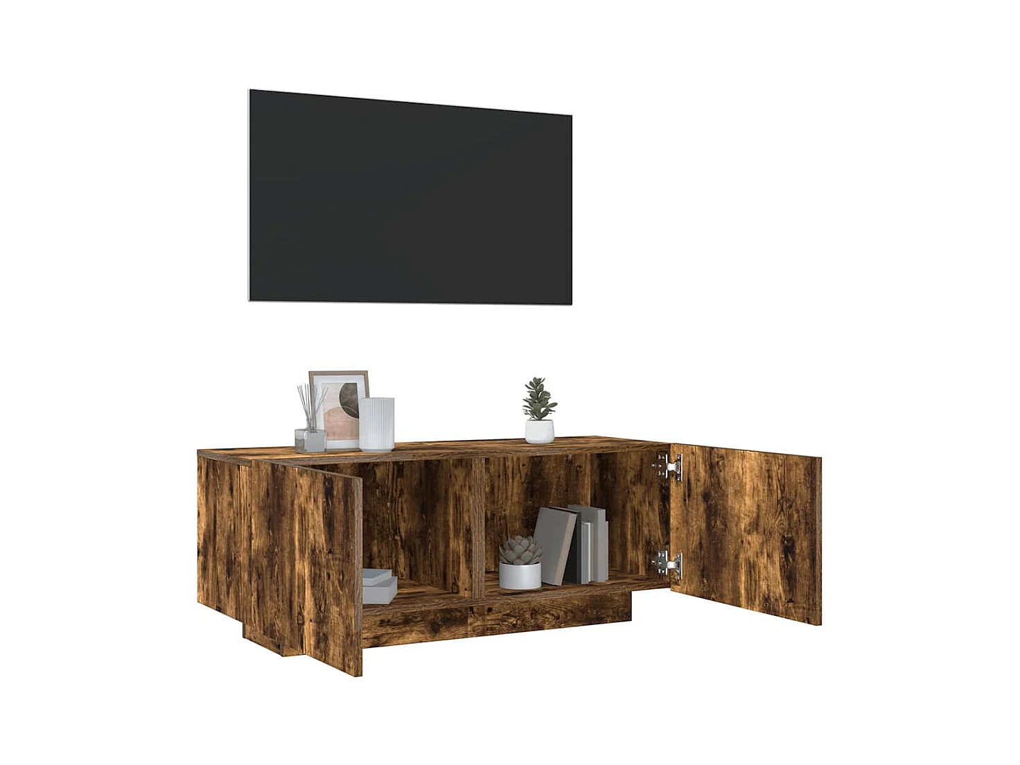 Meuble TV Chêne fumé 100x35x40 cm Bois d'ingénierie