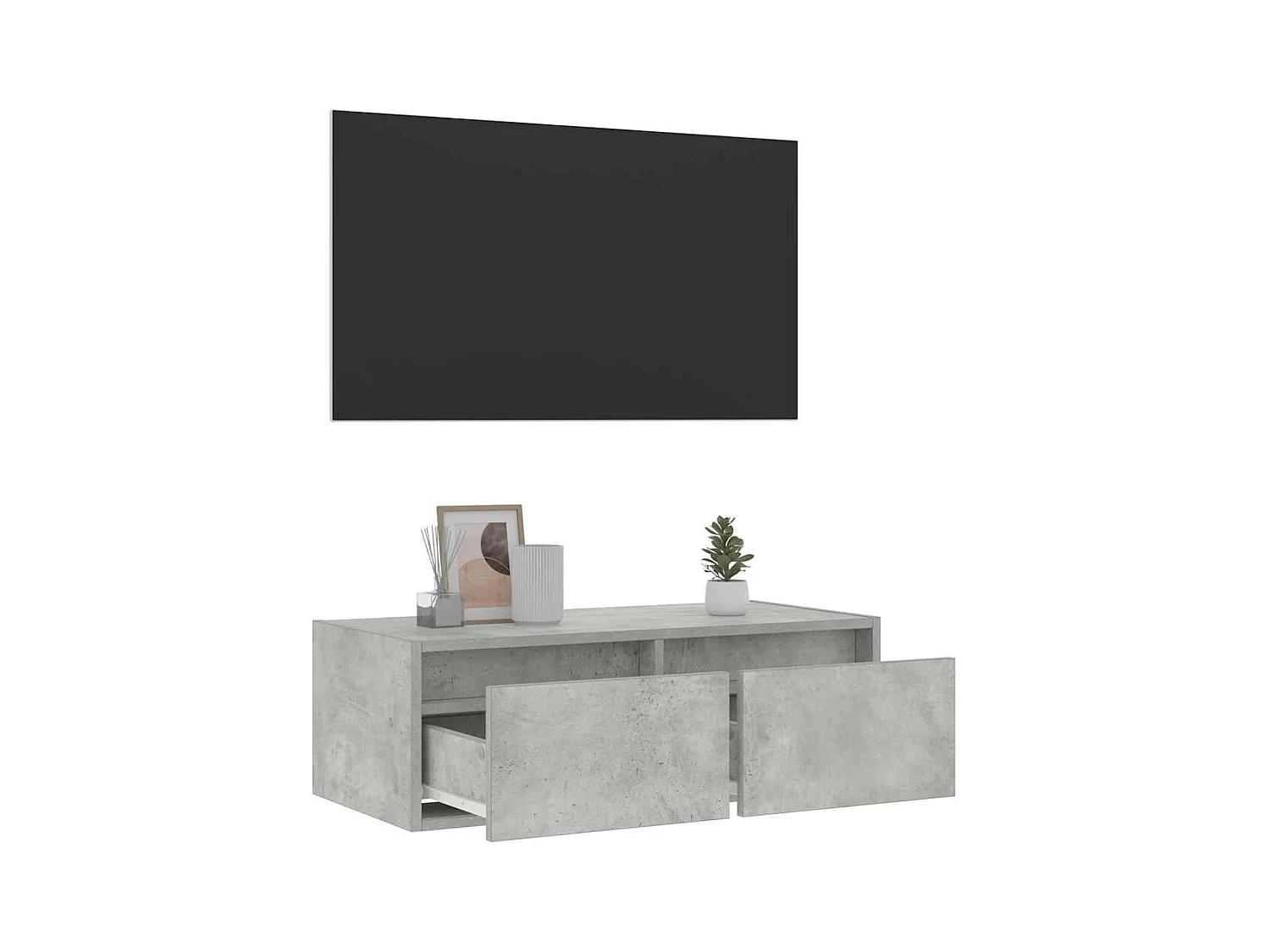 Meuble TV avec lumières LED gris béton 75x35,5x25 cm