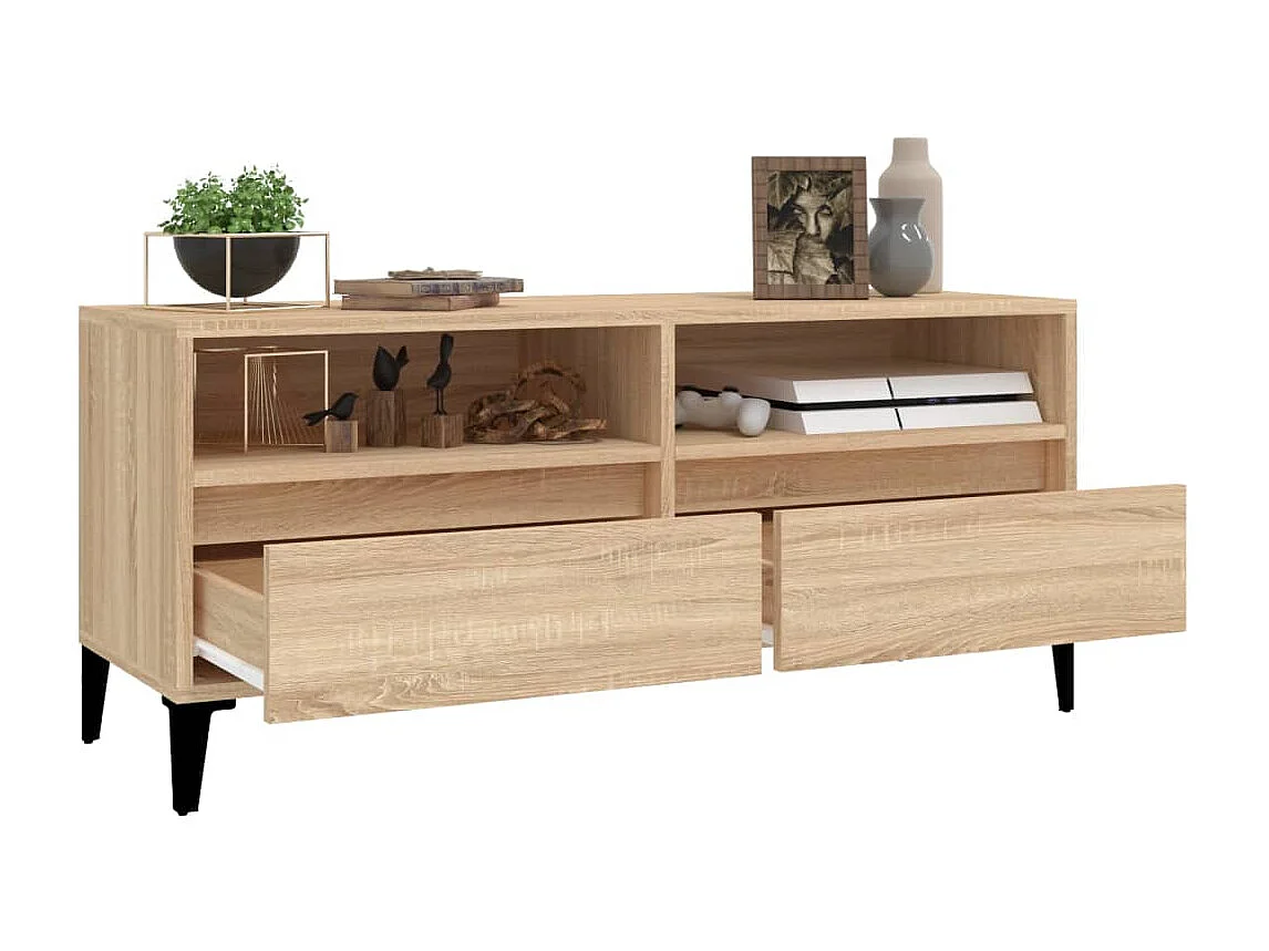 Meuble TV chêne sonoma 100x34,5x44,5 cm bois d'ingénierie