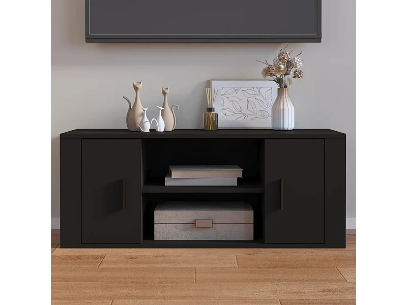 Meuble TV Noir 100x35x40 cm Bois d'ingénierie