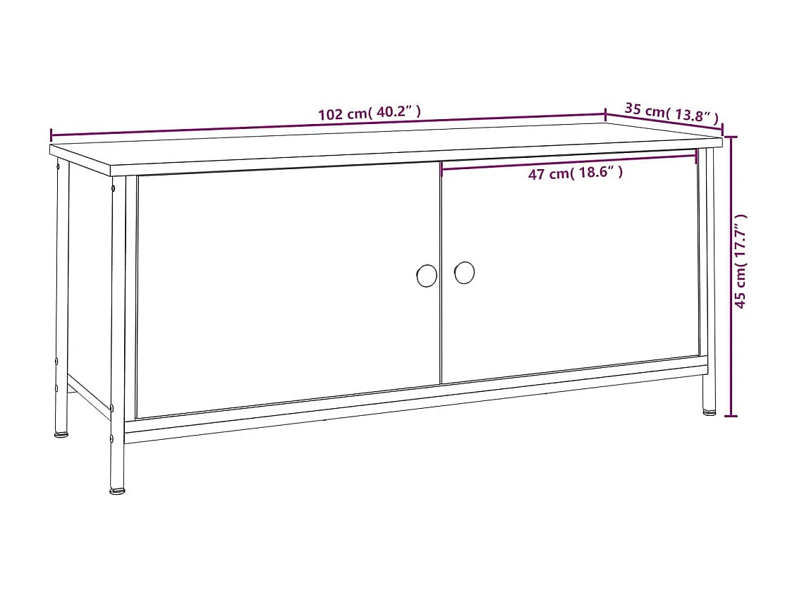 Mobile porta TV con ante nero 102x35x45 cm in legno ingegnerizzato