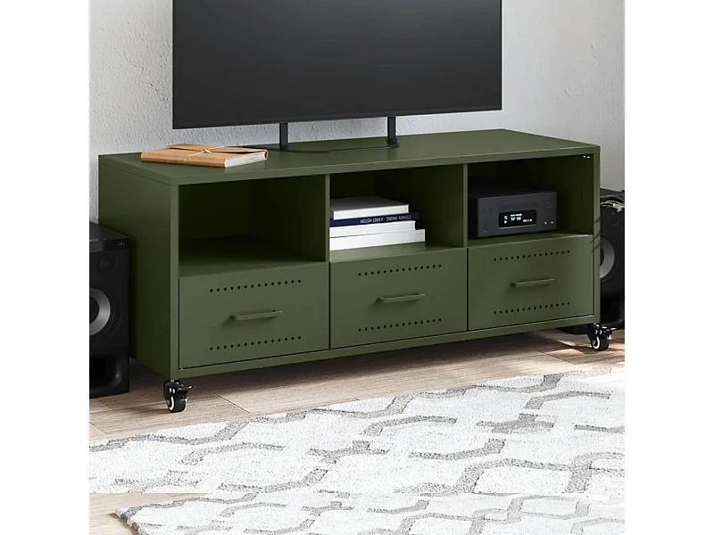 Olijfgroene tv-kast 100,5x39x43,5 cm staal
