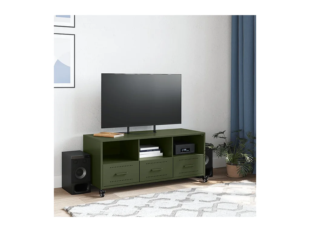 Olijfgroene tv-kast 100,5x39x43,5 cm staal