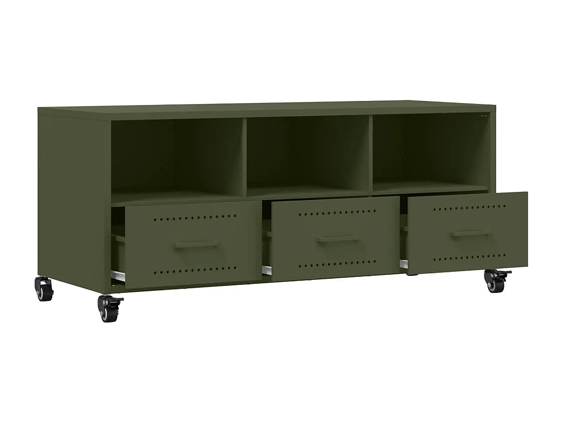 Meuble TV vert olive 100,5x39x43,5 cm acier
