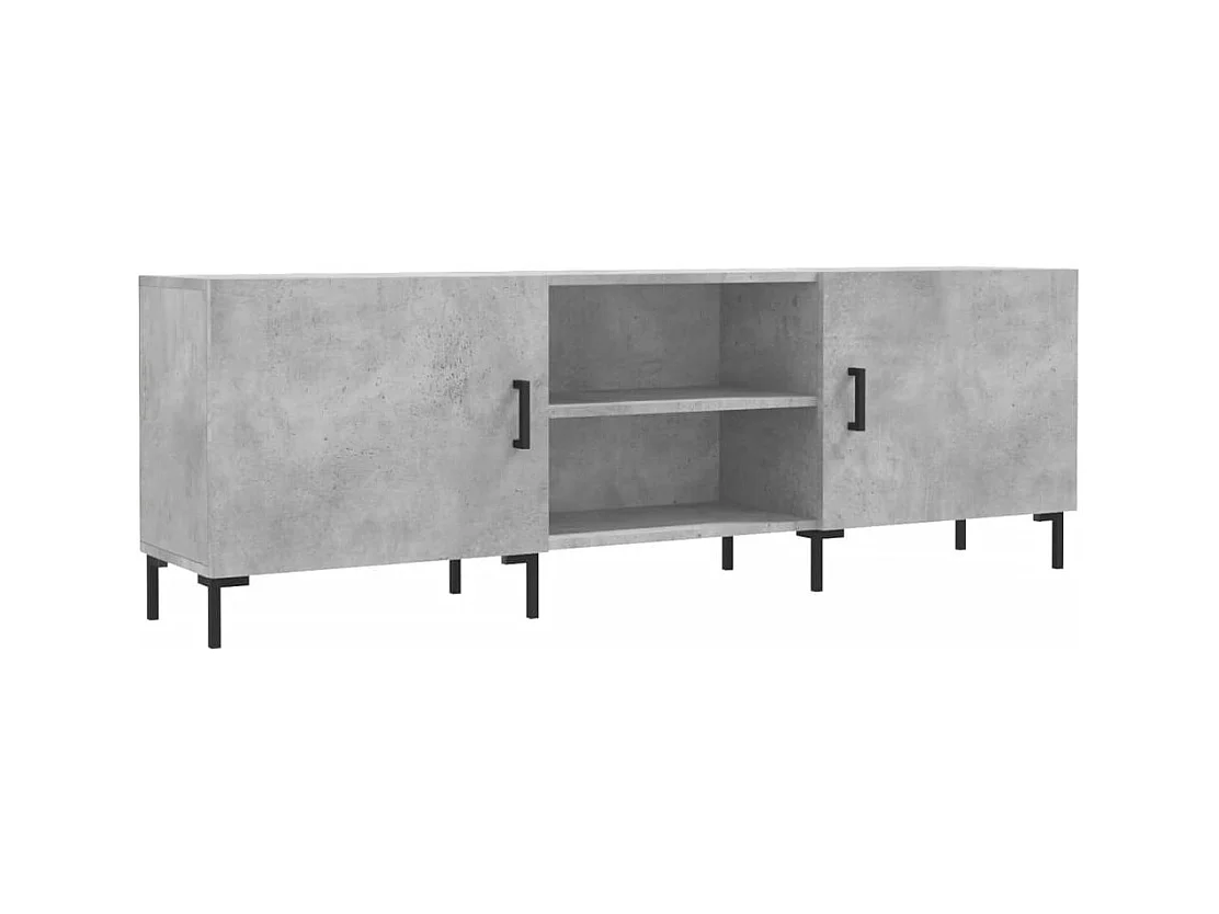 Meuble TV gris béton 150x30x50 cm bois d'ingénierie