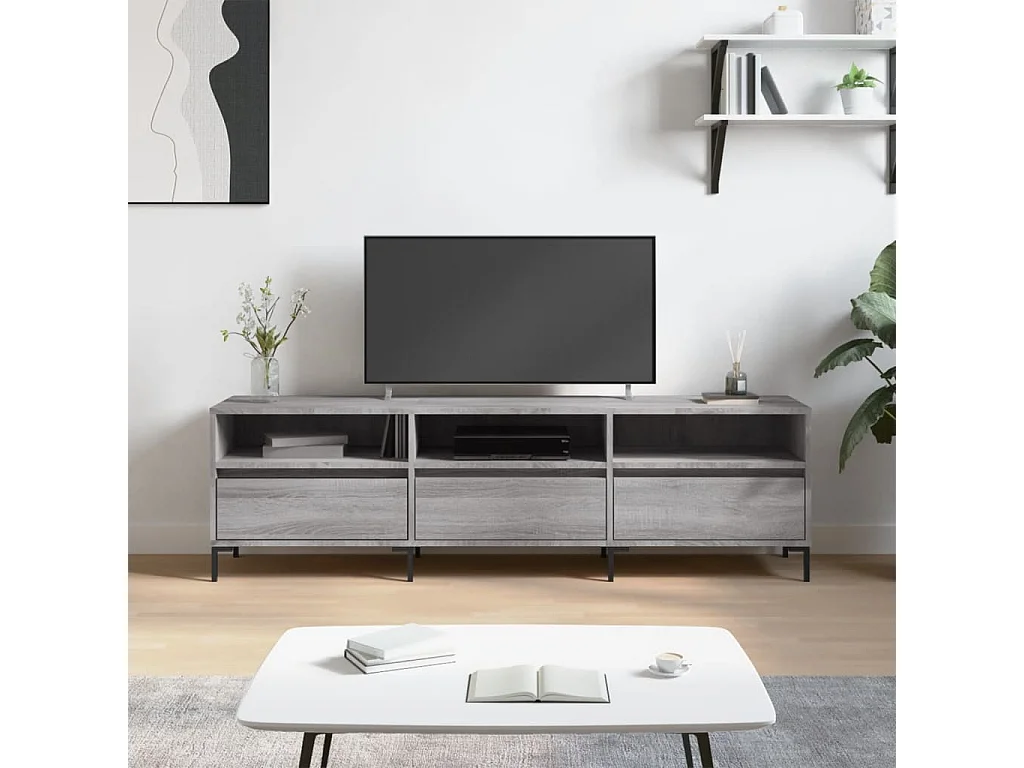 Mobile TV grigio Sonoma 150x30x44,5 cm in legno ingegnerizzato