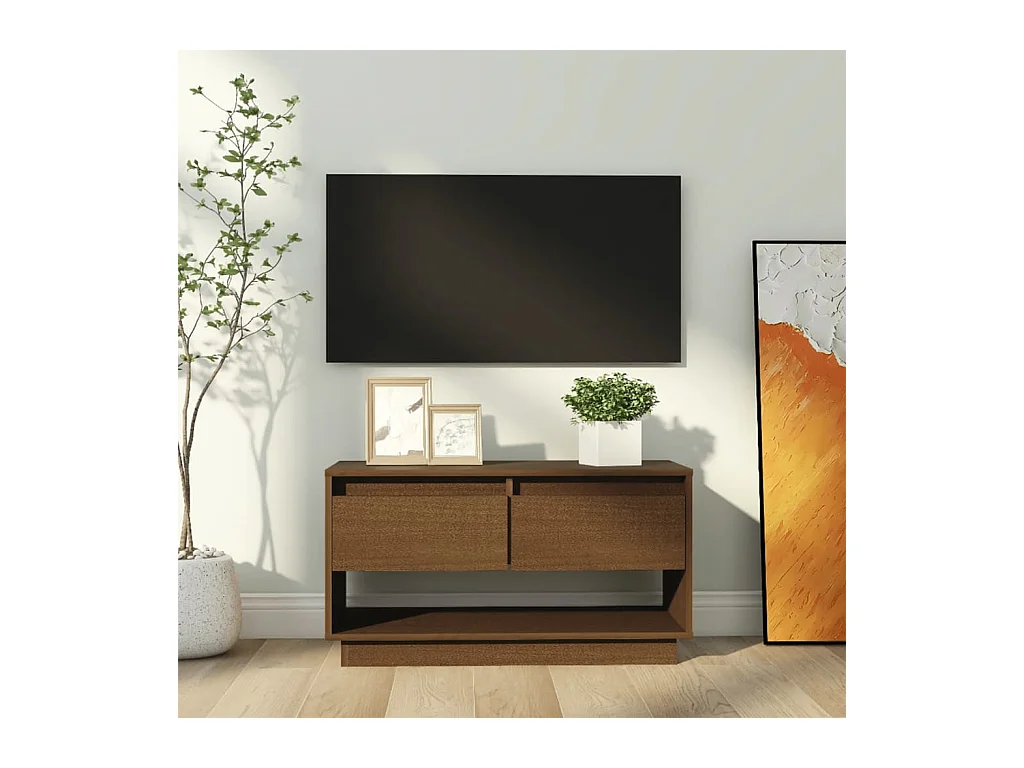 Mobile TV color miele 74x34x40 cm in legno massello di pino