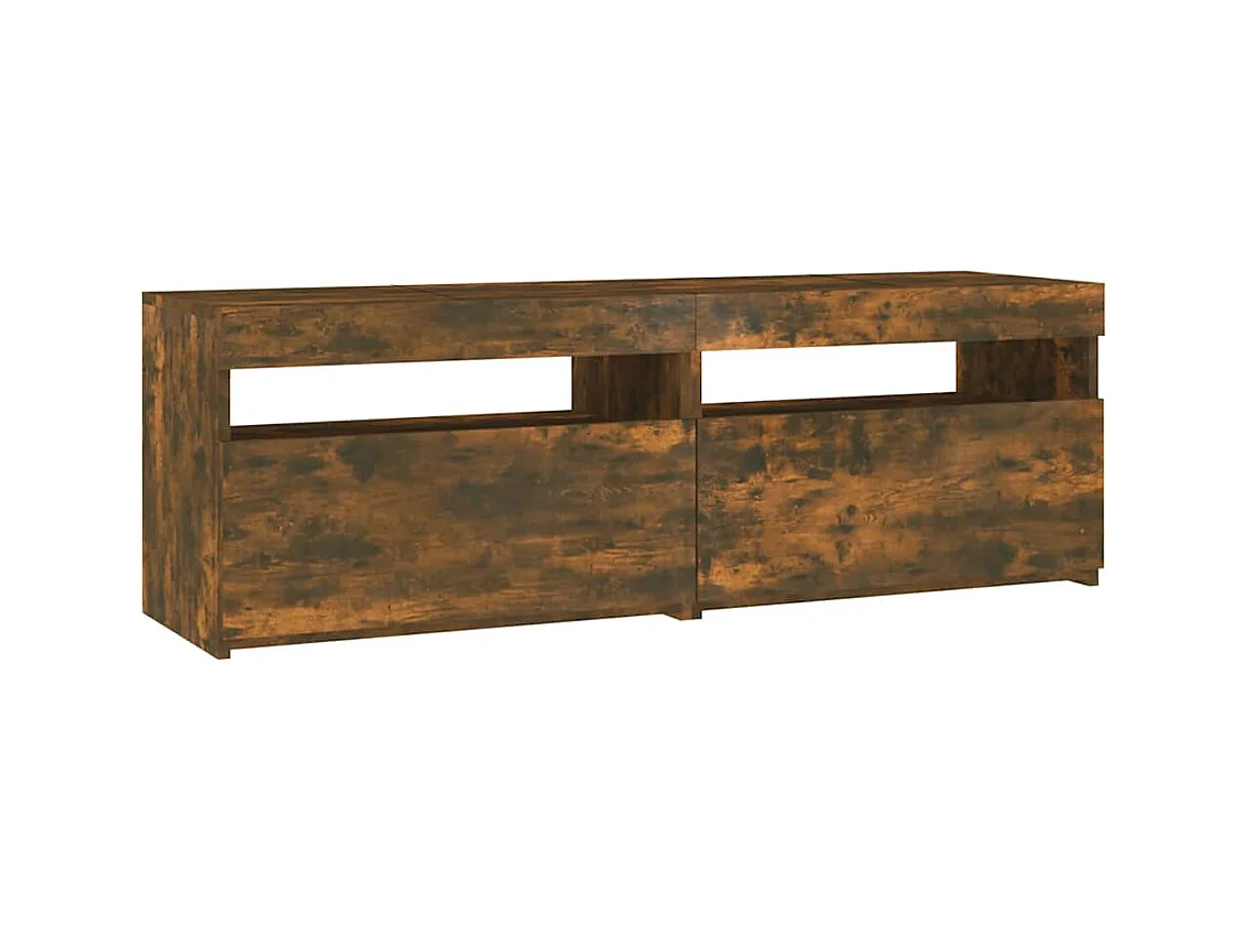 Meuble TV avec lumières LED chêne fumé 120x35x40 cm