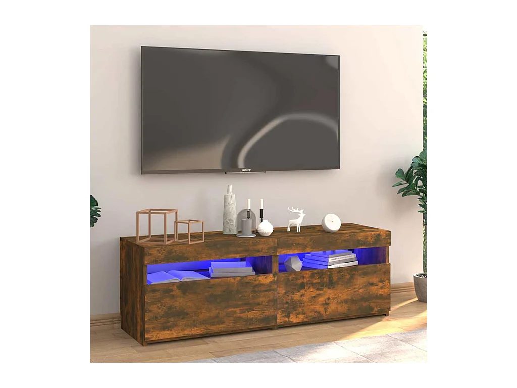 TV-meubel met LED-verlichting gerookt eiken 120x35x40 cm