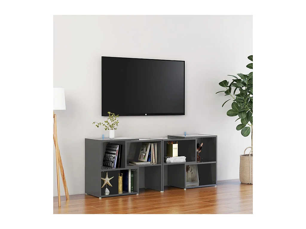 Meuble TV Gris brillant 104x30x52 cm Bois d'ingénierie