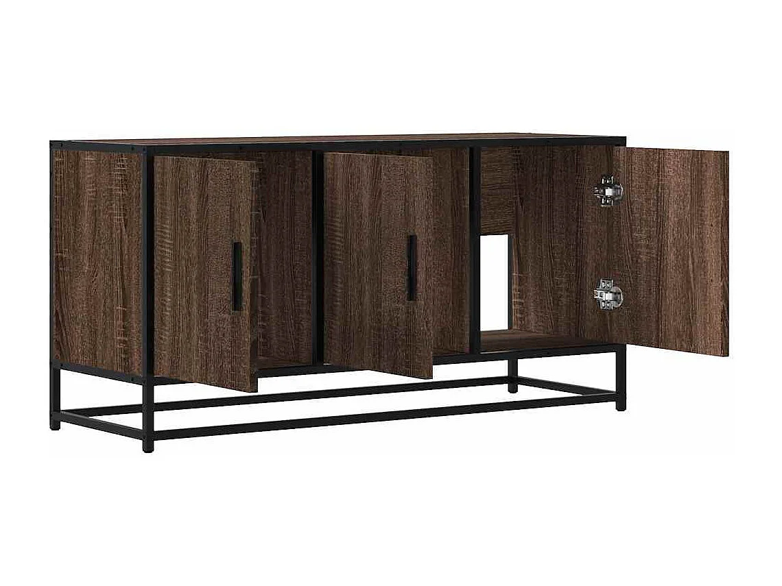 Meuble TV chêne marron 100x35x50 cm bois d'ingénierie et métal