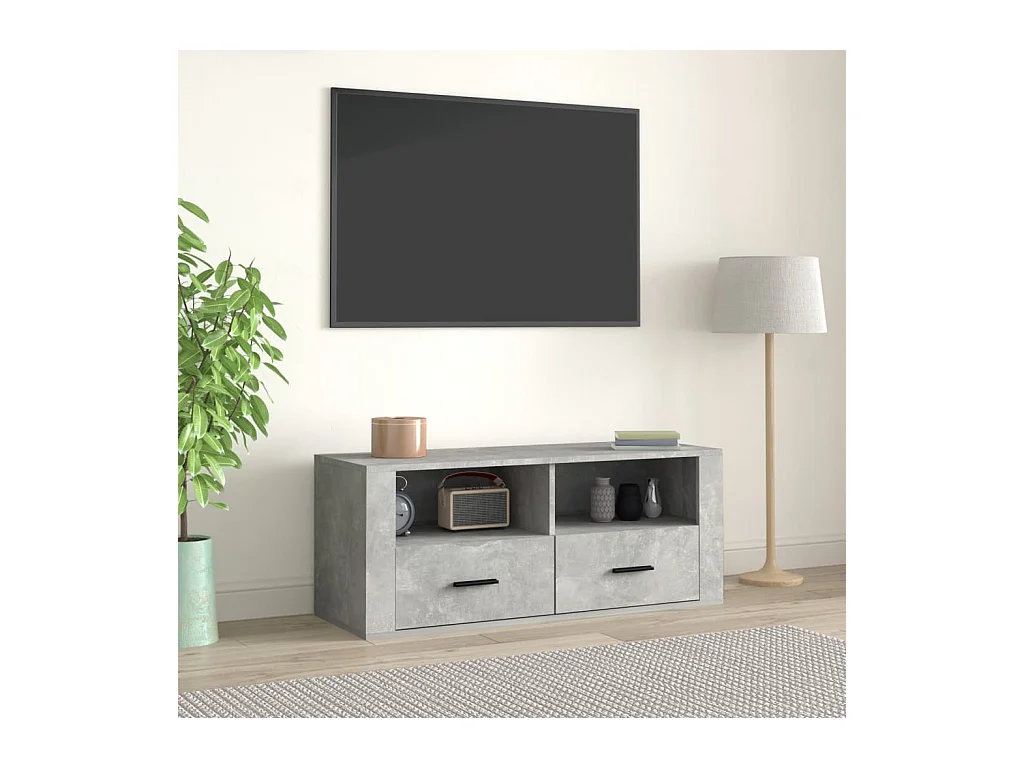 Meuble TV Gris béton 100x35x40 cm Bois d'ingénierie