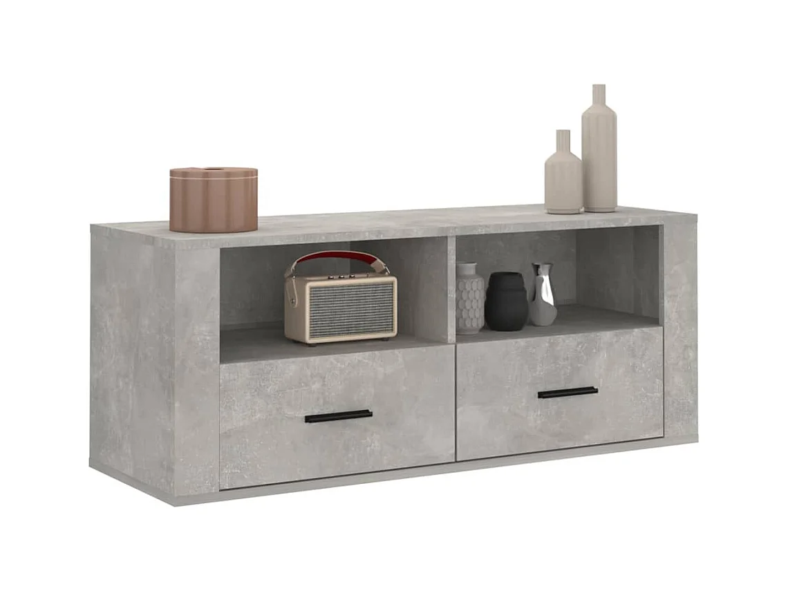 Meuble TV Gris béton 100x35x40 cm Bois d'ingénierie