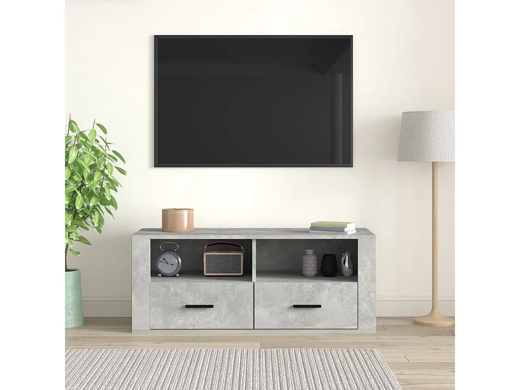 Meuble TV Gris béton 100x35x40 cm Bois d'ingénierie
