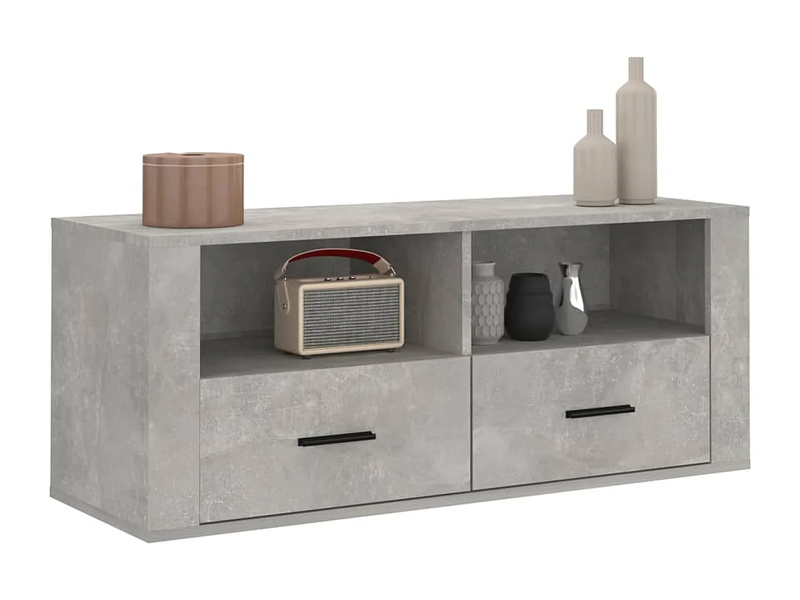 Meuble TV Gris béton 100x35x40 cm Bois d'ingénierie
