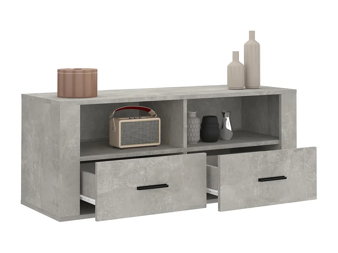 Meuble TV Gris béton 100x35x40 cm Bois d'ingénierie