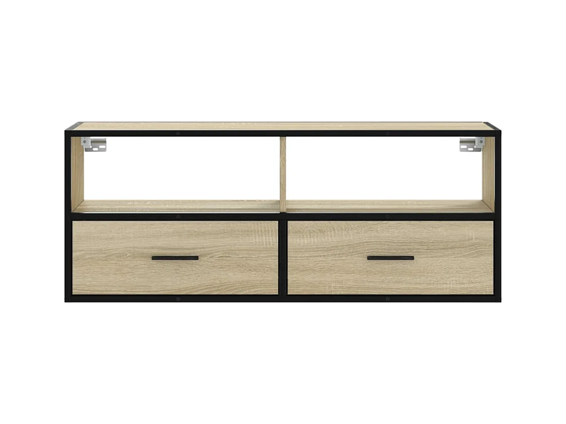 Meuble TV chêne sonoma 100x31x39,5cm bois d'ingénierie et métal