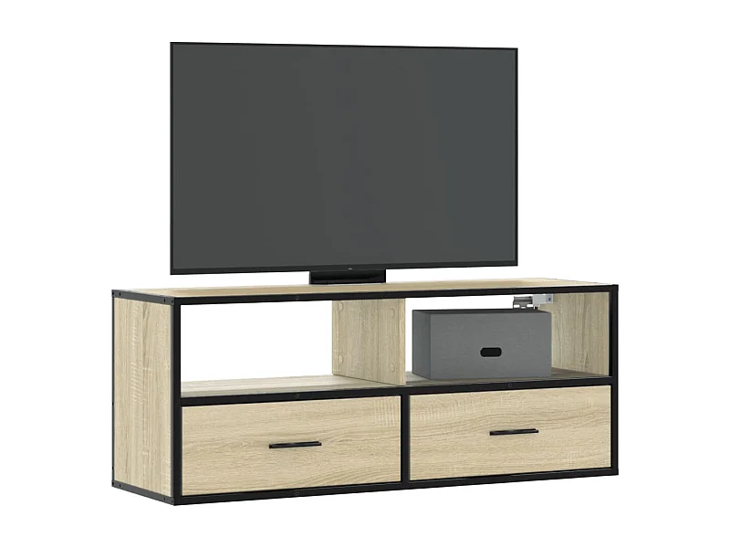Meuble TV chêne sonoma 100x31x39,5cm bois d'ingénierie et métal