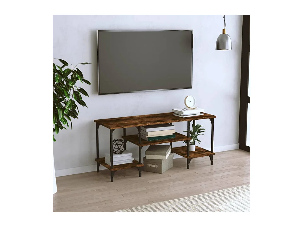 Meuble TV chêne fumé 102x35x45,5 cm bois d'ingénierie