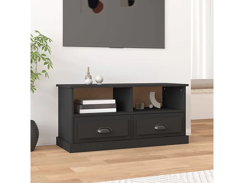 Zwarte tv-kast 93x35,5x45 cm bewerkt hout