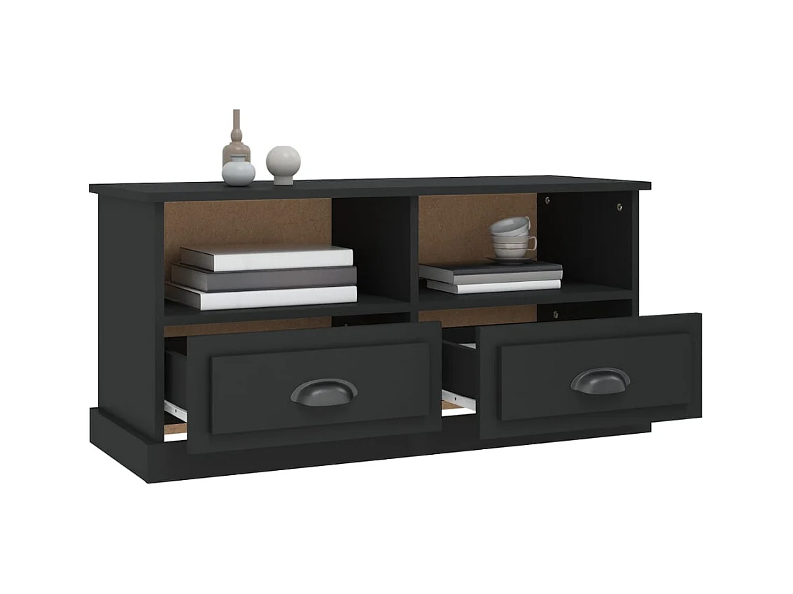 Zwarte tv-kast 93x35,5x45 cm bewerkt hout