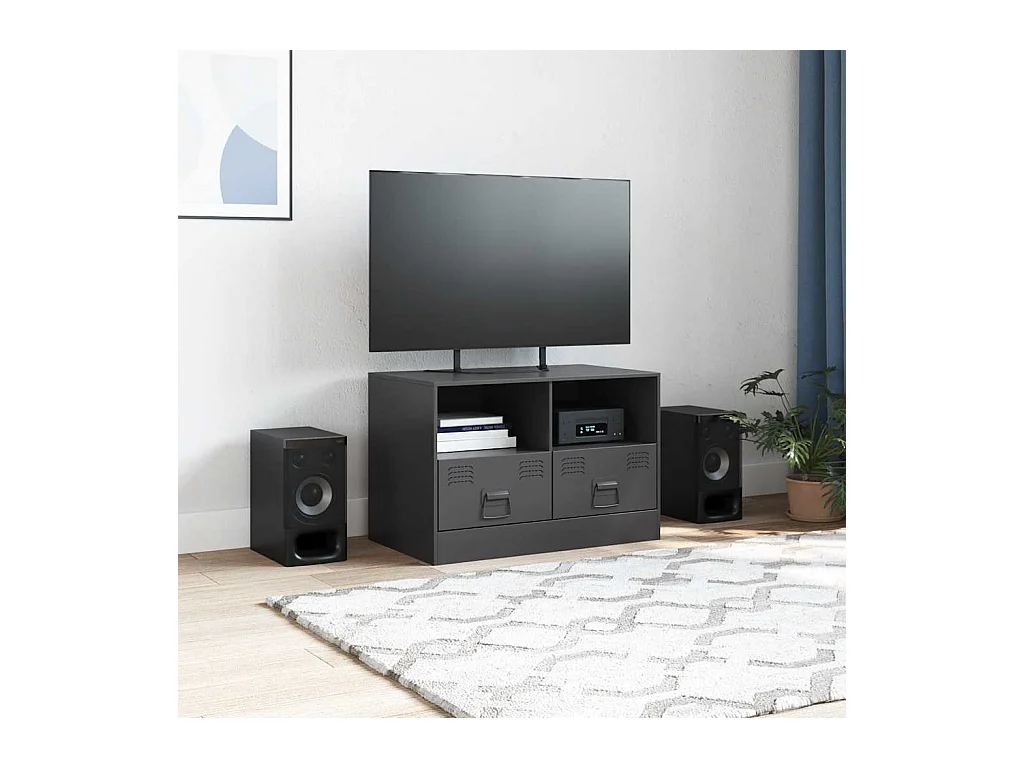Meuble TV noir 67x39x44 cm acier