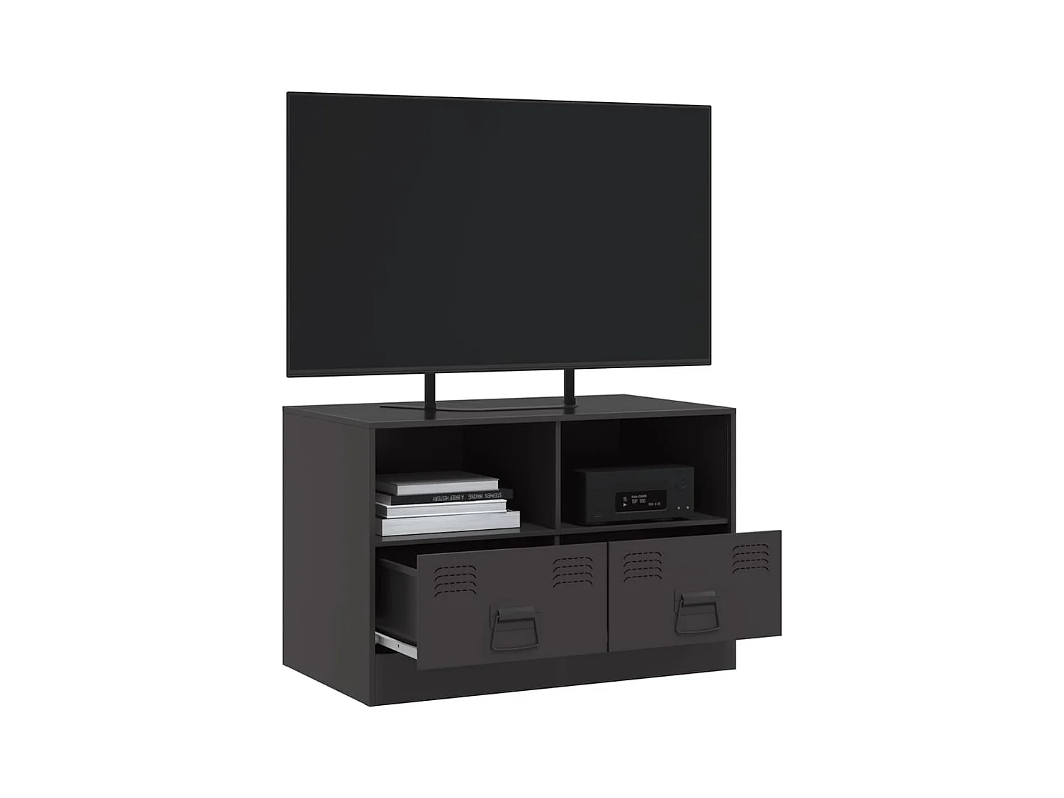 Meuble TV noir 67x39x44 cm acier