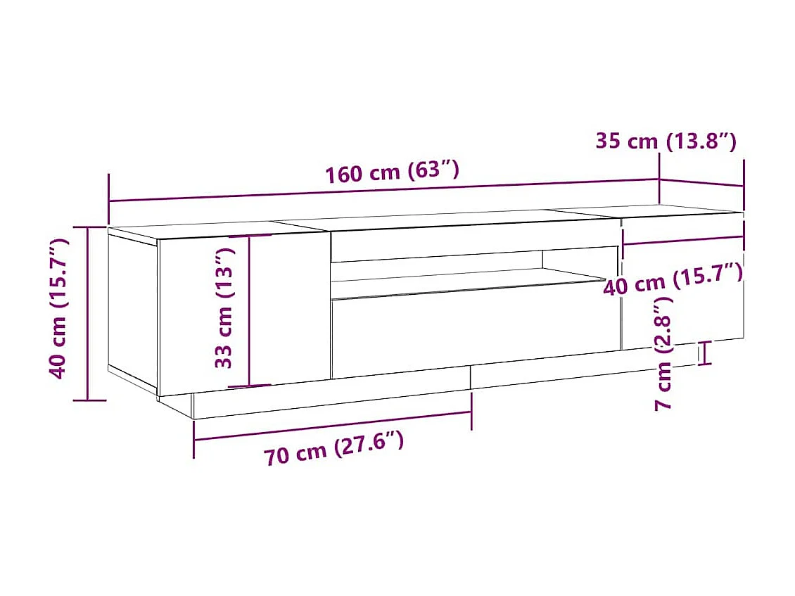 Schwarzer TV-Schrank 160 x 35 x 40 cm Holzwerkstoff