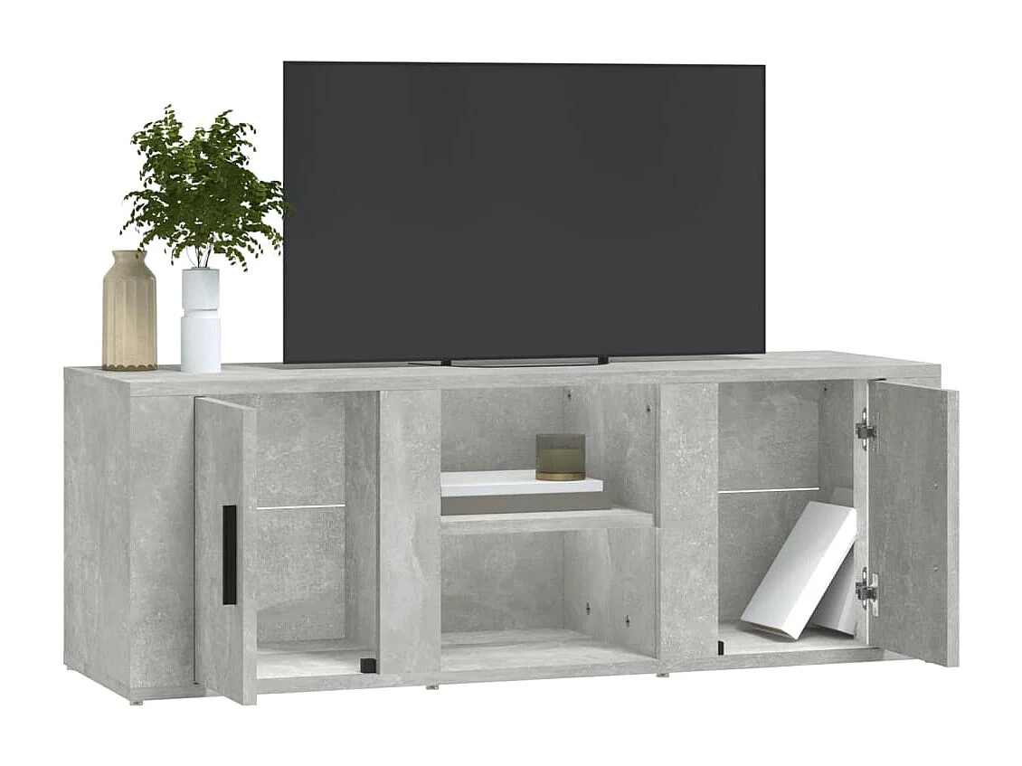 Meuble TV Gris béton 100x31,5x35 cm Bois d'ingénierie