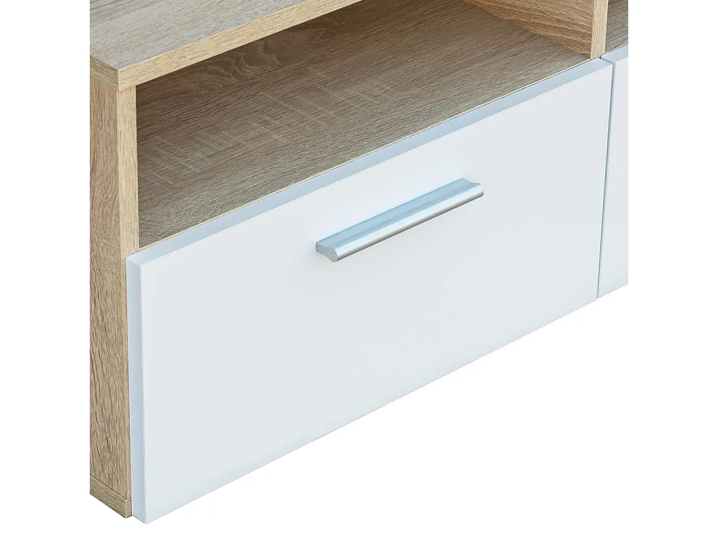 Meuble TV Bois d’ingénierie 95x35x36 cm Chêne et blanc