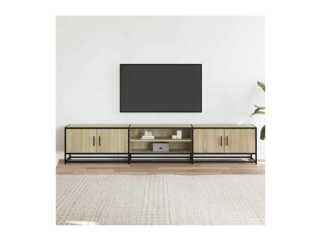 Meuble TV chêne sonoma 210x35x41 cm bois d'ingénierie