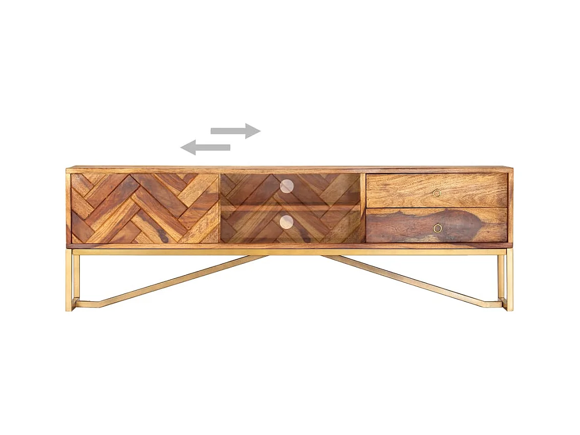 Meuble TV 140x30x45 cm Bois de Sesham massif
