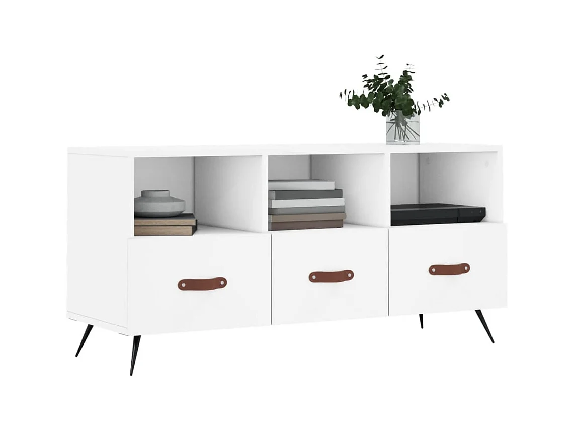 Meuble TV blanc 102x36x50 cm bois d'ingénierie