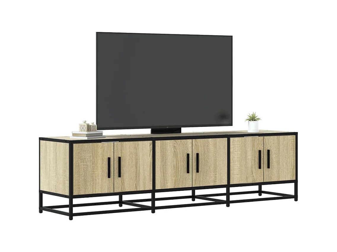Meuble TV chêne sonoma 150x35x41 cm bois d'ingénierie et métal